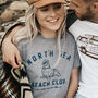 Womens Retro Grey 'North Sea Beach Club' T Shirt, thumbnail 1 of 4