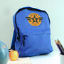 Personalised Initial Badge Blue Backpack, thumbnail 2 of 5