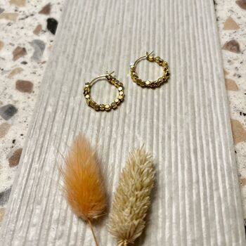 Gold Bead Minimalist Hoop Earrings, 3 of 3