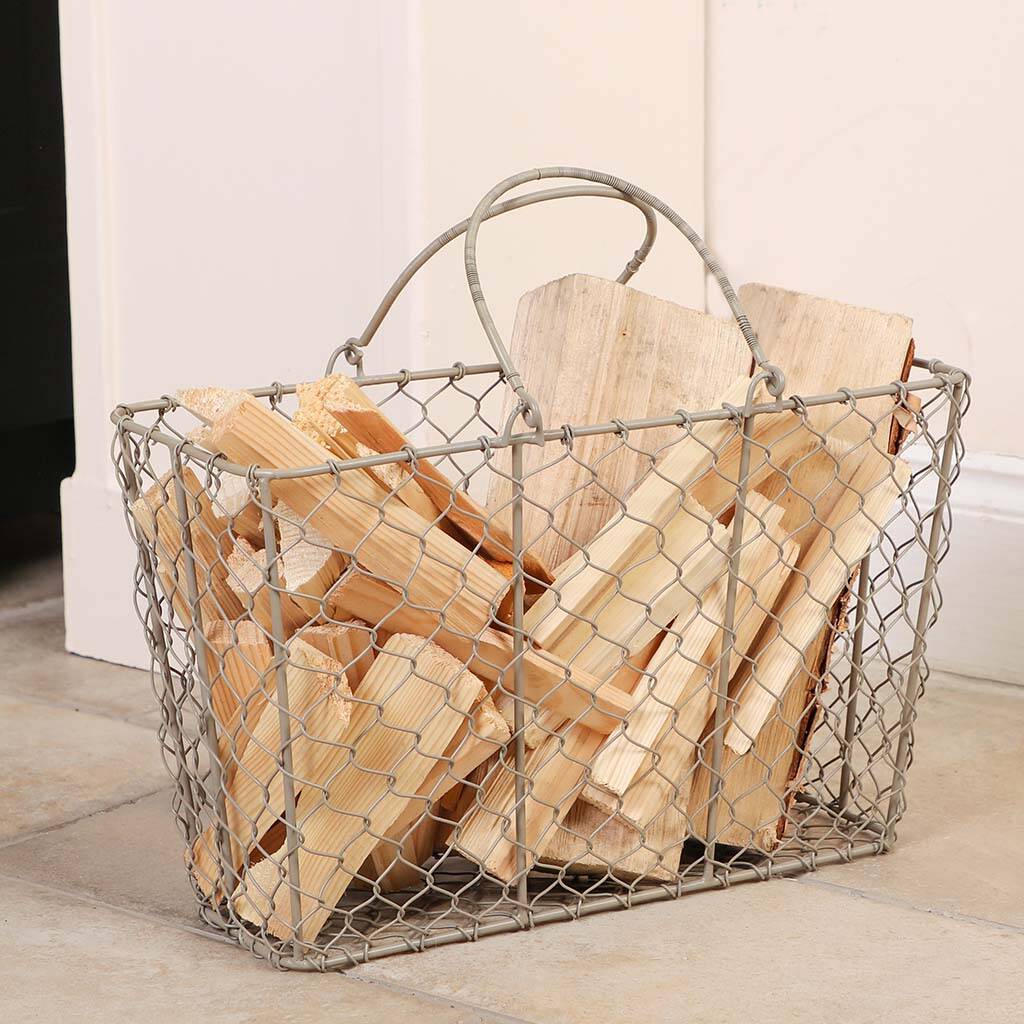 Handwoven Wire Kindling Basket By Dibor