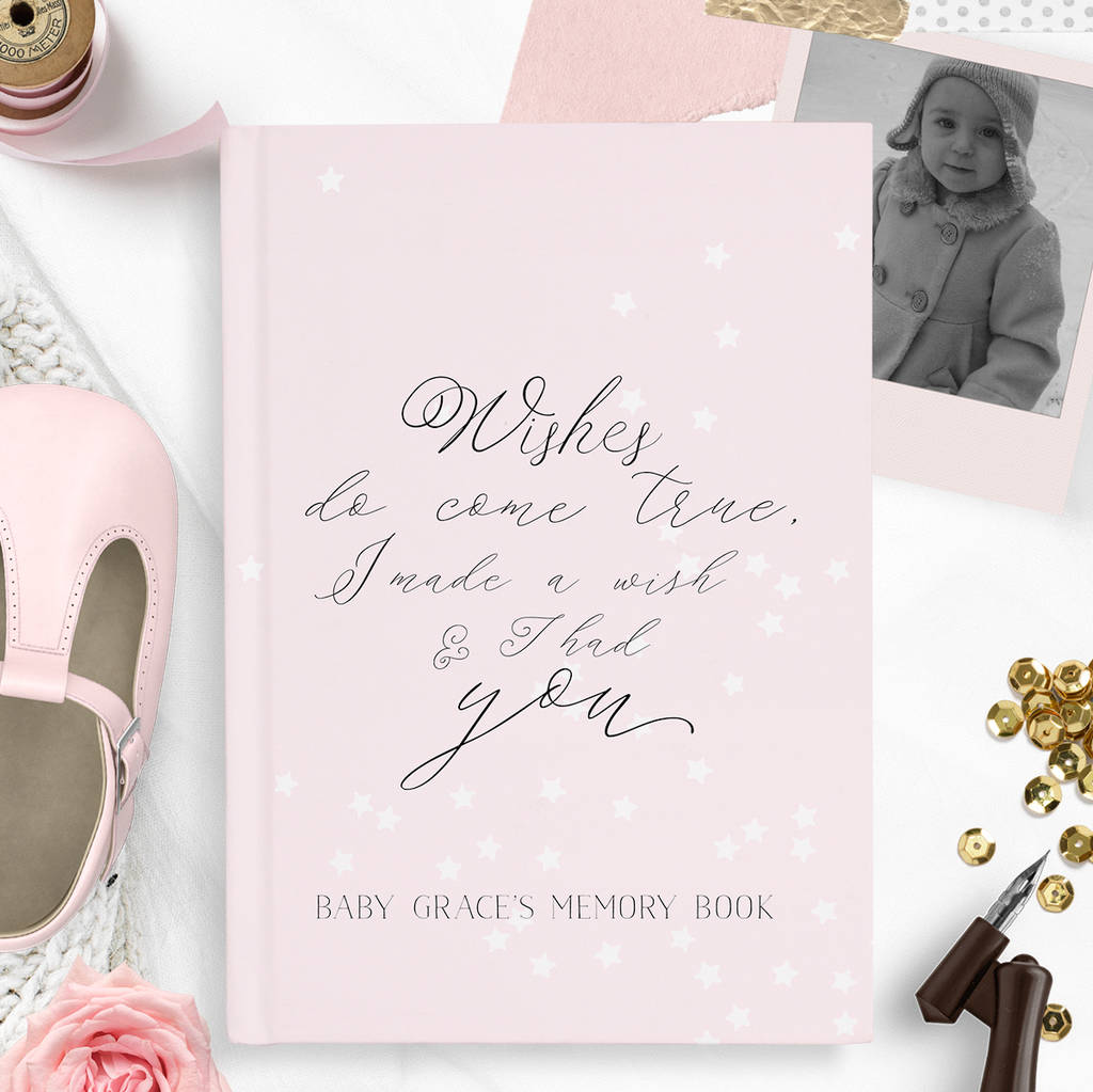 Personalised Baby Memory Journal Book 'Wish' By Peach Tea Studio
