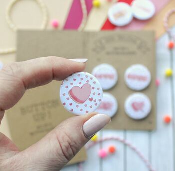 Cute Valentine Themed Badges, Pack Of Four, 10 of 10