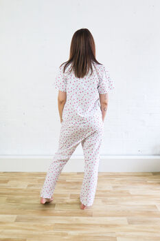 Ladies 100% Cotton English Rose Pyjama Set, 5 of 5