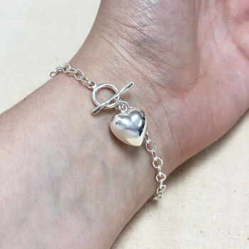 Sterling Silver Chain Bracelet With Heart Charm, 2 of 5