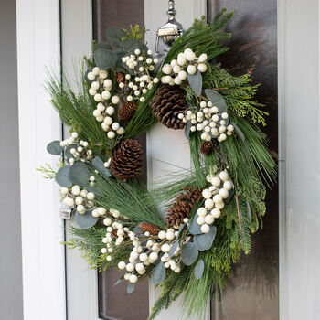 White Berry And Pinecone Wreath, 3 of 5