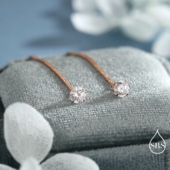 Minimalist Cz Threader Earrings In Sterling Silver, 7 of 11