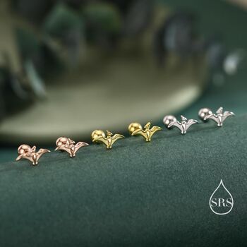 Extra Tiny Pterosaurs Flying Dinosaur Screw Back / Internally Threaded Flat Back / Stud Earrings In Sterling Silver, 6 of 12