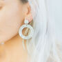 White Pearlescent Dangle Hoop Wedding Bridal Earrings, thumbnail 1 of 5