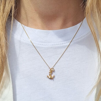 Anchor And Heart Diamond Necklace – Silver/Gold Vermeil, 2 of 7