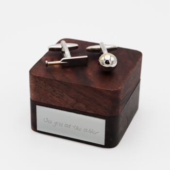 Personalised Cricket Bat And Ball Two Tone Cufflinks, 4 of 5
