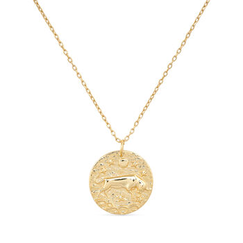 Chunky 14 K Gold Bull Coin Medallion Necklace, 2 of 7