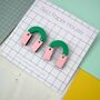 Arc And Rectangle Contemporary Geometric Wood Earrings, thumbnail 5 of 6