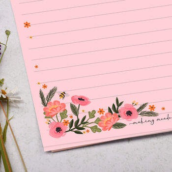 A5 Pink Letter Writing Paper With Pink Florals, 2 of 4