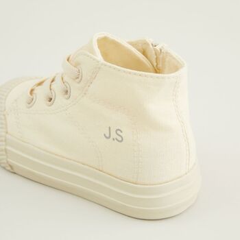 Personalised Ivory Kids High Top Trainers, 3 of 5