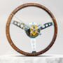Classic Car Walnut Steering Wheel Wall Clock, thumbnail 1 of 12