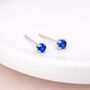 Sterling Silver Sapphire Micro Stud Earrings – 3mm, thumbnail 1 of 5