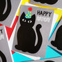 Black Cat Party Hat Birthday Card, thumbnail 3 of 3