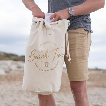Personalised Organic Beach Duffle Bag, 6 of 7