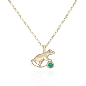 9ct Gold And Emerald Rat Necklace, 3 of 3