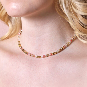Mixed Rondelle Stone Beaded Necklace In Gold, 4 of 4