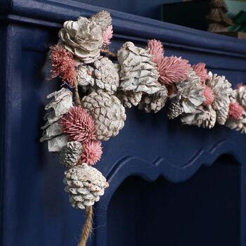 Heather Pink Pine Cone Christmas Garland, 3 of 6