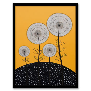 Dandelion Hill Folk Style Yellow Black Wall Art Print, 5 of 6