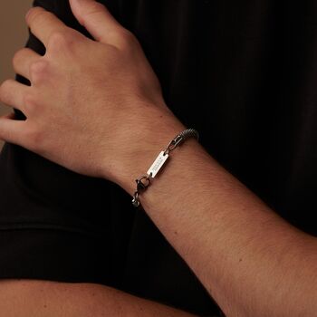 Silver Engraved Foxtail Mesh Bracelet For Men And Women, 3 of 10