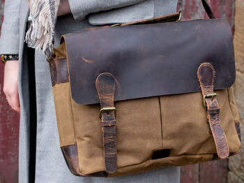 Vintage Style Canvas And Leather Satchel, 4 of 12