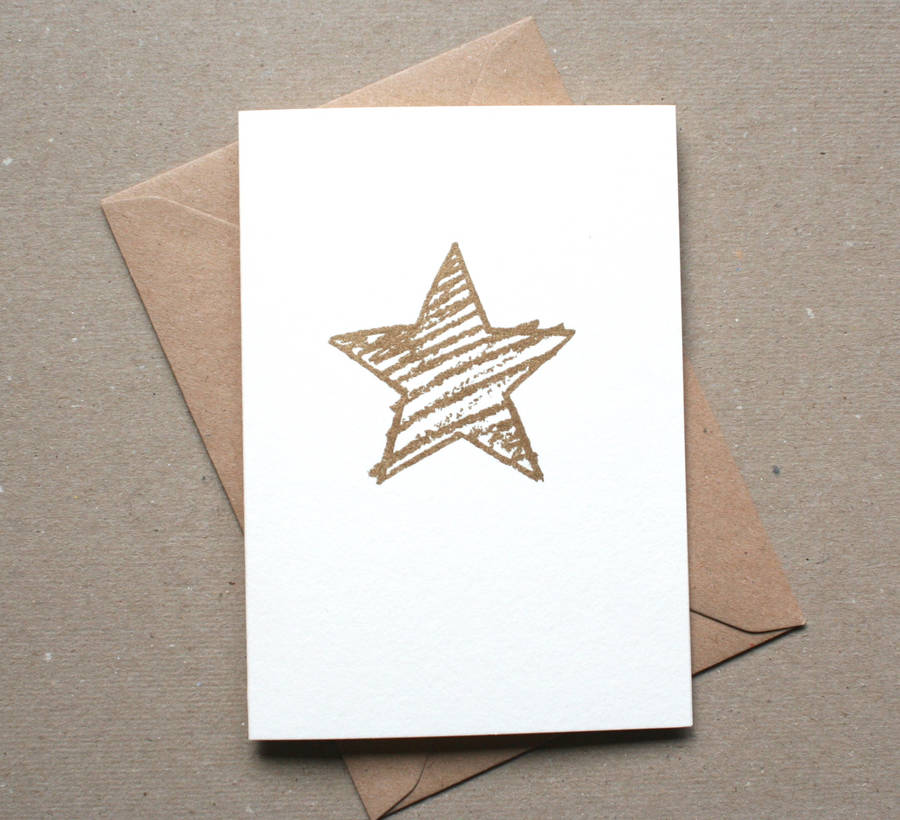 Gold Star Screen Printed Card, 1 of 2