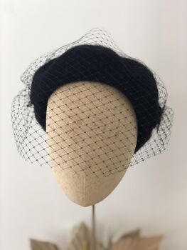 Black Beret With Optional Veil And Accessories, 5 of 11