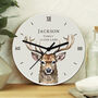 Personalised Watercolour Winter Stag Wooden Clock, thumbnail 2 of 3