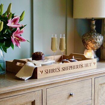 Large Personalised Oak Butler's Trays, 2 of 6