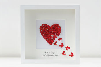 Framed Butterfly Ruby Wedding Anniversary Heart Print, 3 of 3