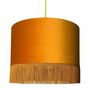 Rust Velvet Lampshades With Gold Lining With Fringing, thumbnail 4 of 12