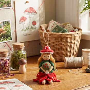 Handmade Felt Toadstool Fairy Hanging Autumn Decoration, 2 of 3