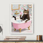 Your Own 'Cat In The Bath With Cocktail' Wall Art Print | Customise To Your Own Cat And Cocktail, thumbnail 4 of 6