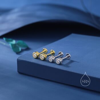 Cz Dot Screw Back Stud Earrings Sterling Silver, 7 of 12