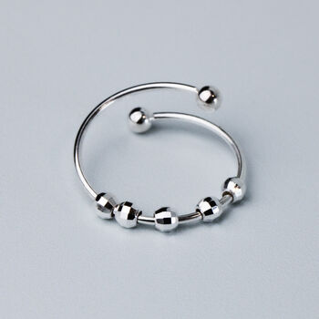 Sterling Silver Sliding Bead Adjustable Ring, 2 of 6