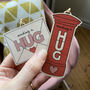 Red Postbox Send A Hug Wooden Christmas Tree Decoration, thumbnail 5 of 5