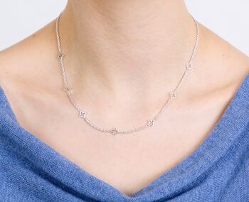 Sterling Silver Multiple Lucky Clover Necklace, 2 of 7