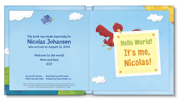 Personalised Children's Book, Hello World! Blue Cover, 2 of 11