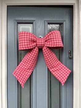 Pink And Red Gingham Door Bow, 3 of 5