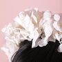 White Hydrangea Dried Flower Wedding Headband, thumbnail 2 of 4