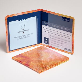 Disabled Blue Badge Parking Permit Wallet In Holographic Orange Pink, 9 of 9