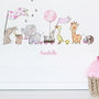 Personalised Pink Animals On Parade Nursery Art Print, thumbnail 3 of 11