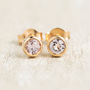 Solid Rose Gold Morganite Solitaire Studs, thumbnail 1 of 7