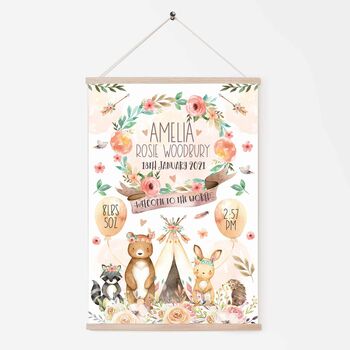 Personalised Keepsake Birth Print Boho Animals, 2 of 4