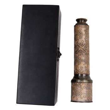 Personalised 16 Inch Gunmetal And Leather Telescope, 7 of 11