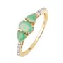 Yellow Gold Natural Emerald And Diamond Trilogy Ring, thumbnail 2 of 6