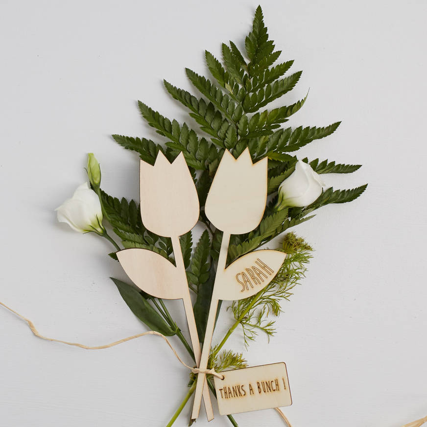 personalised wooden flowers thank you gift by we are scamp